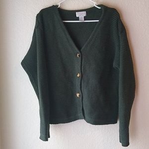 Copy - Christopher and Banks green knit button ca…